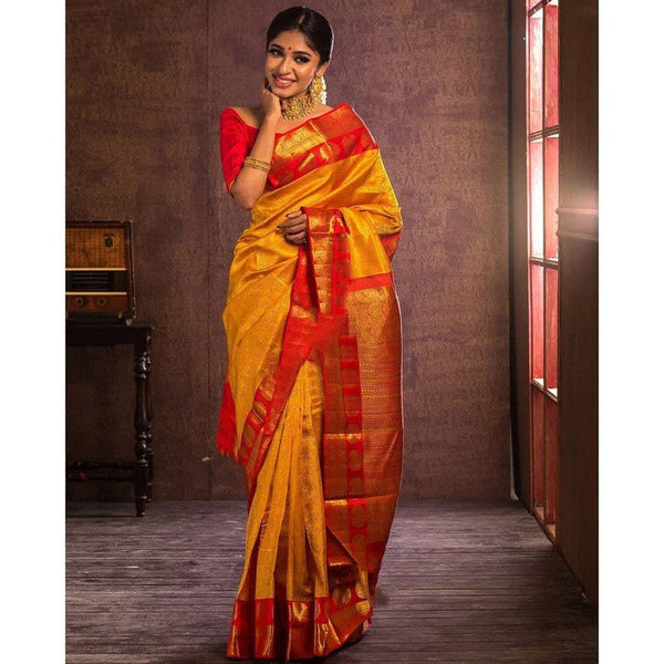 Women Banarasi Silk Woven Saree With Blouse Piece | womensfashionfun