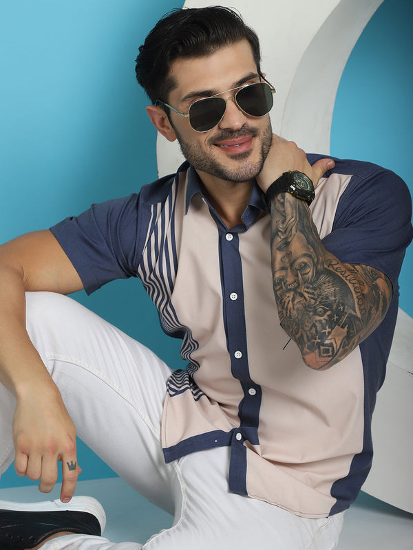 Printed Half Sleeve Lycra Shirt for Men  | WomensFashionFun