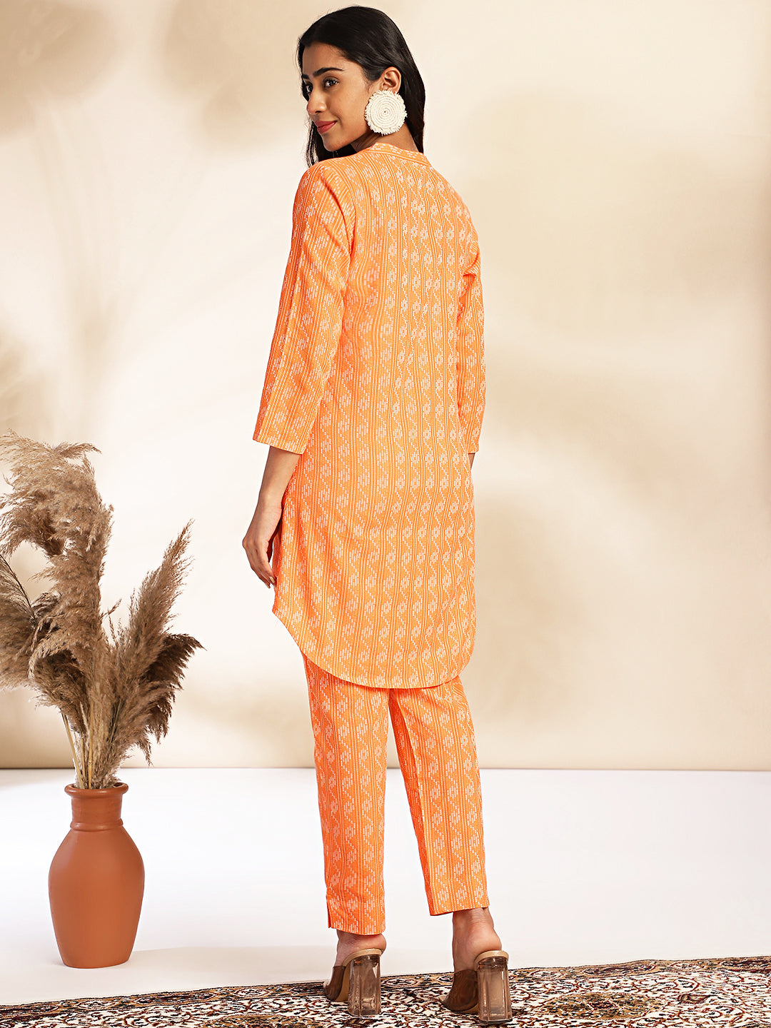 Women Orange Cotton Co-ord Set WomensFashionFun