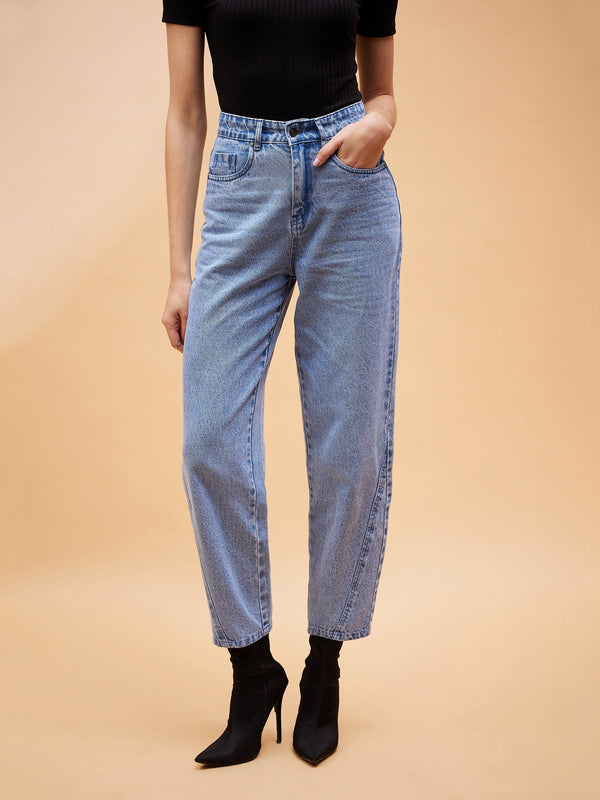 Women Ice Blue Balloon Fit Jeans | WomensFashionFun.com