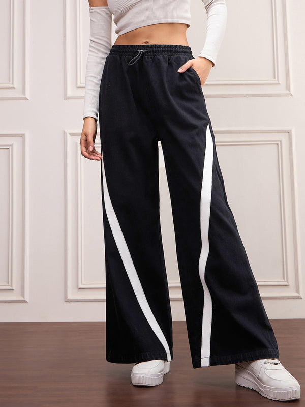 Women Black Denim Contrast Tape Detail Jeans | WOMENSFASHIONFUN