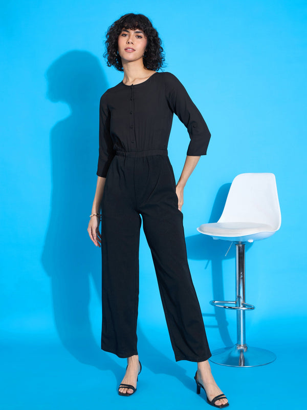 Women Women Black Round Neck Jumpsuit | WomensFashionFun