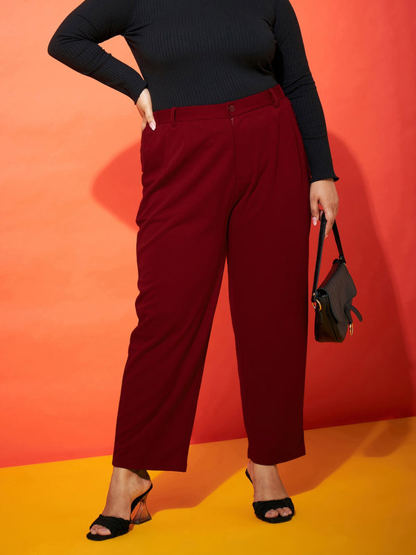 Women Maroon Balloon Fit Pants | WomensFashionFun.com