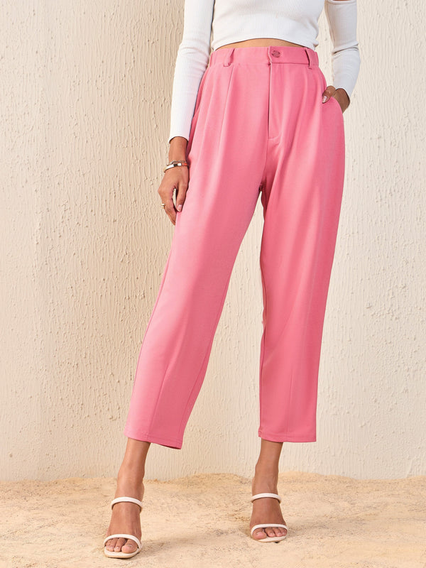 Women Pink Tapered Pants | WomensFashionFun.com