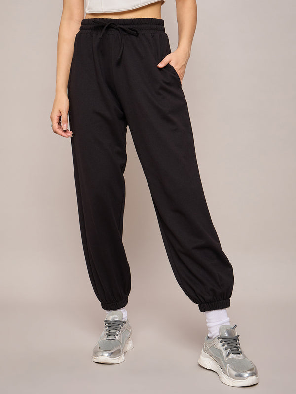 Women Black Terry Baggy Joggers | WOMENSFASHIONFUN