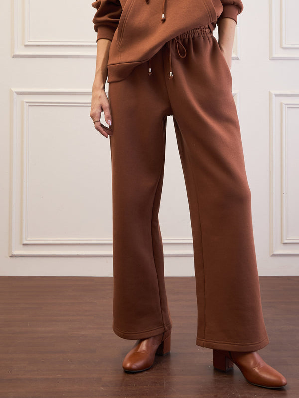 Women Brown Fleece Sweatpants | WOMENSFASHIONFUN