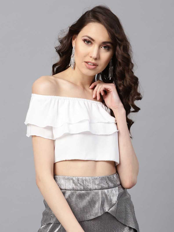 Ivory Frill Crop Top | WOMENSFASHIONFUN