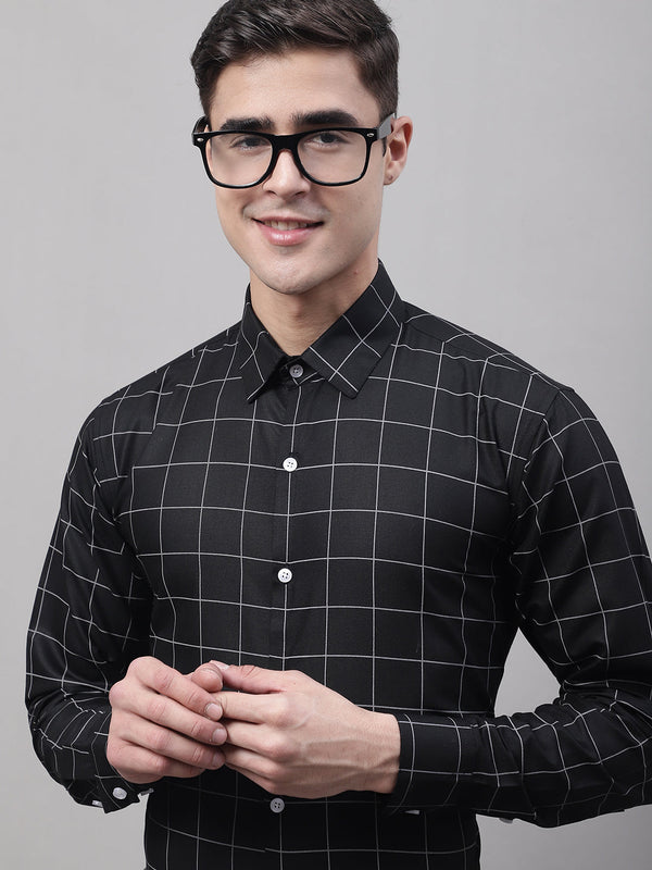 Men's Black Cotton Checked Formal Shirt | WomensFashionFun.com