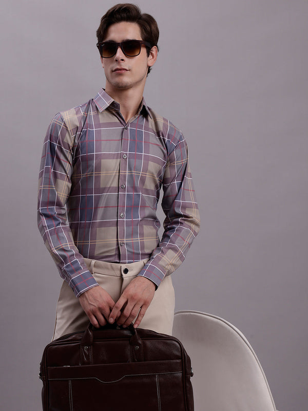 Men's Cotton Blend Checked Formal Shirt | WomensFashionFun.com