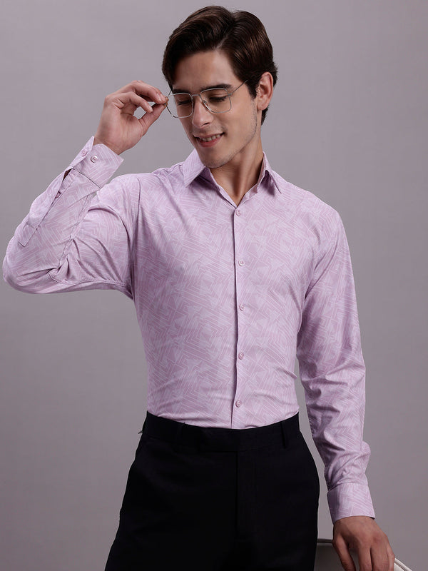 Men's Geomatric Printed Cotton Blend Formal Shirt | WomensFashionFun.com