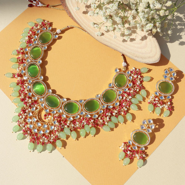 Noor Mint Polki Kundan Neckpiece | Womensfashionfun