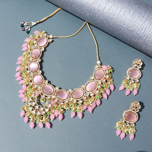 Noor Pink Polki Kundan Neckpiece | Womensfashionfun