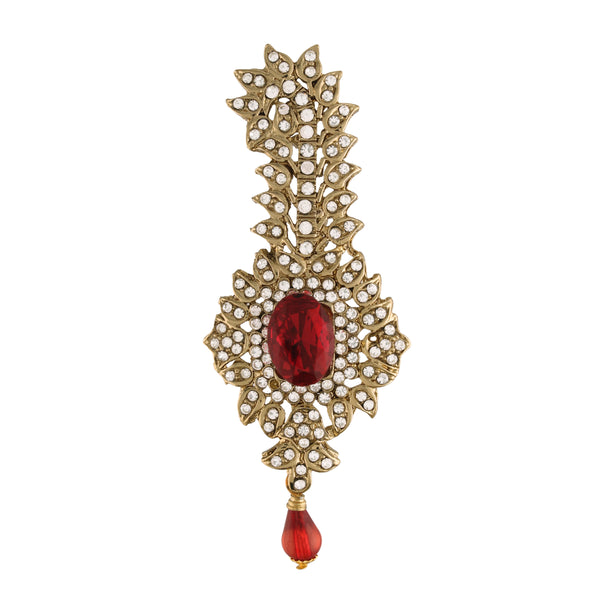 Gold Plated Traditional Stone Pearl Drop Safa Kalangi Brooch for Groom/Men/Dulha Pagadi (SM52M) | Womensfashionfun