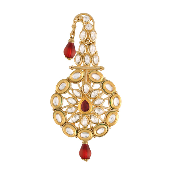 Gold Plated Traditional Kundan Safa Kalangi Brooch for Groom/Men/Dulha Pagadi (SM55M) | Womensfashionfun