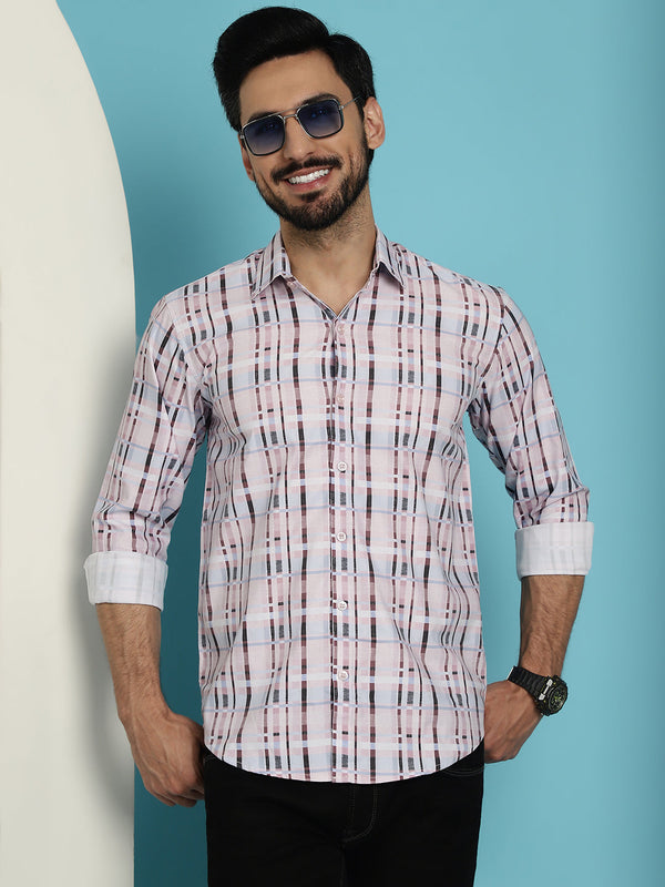 Men's Cotton Blend Checked Casual Shirt for Mens  | WomensFashionFun