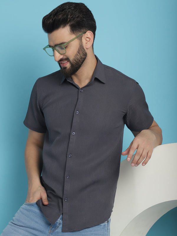 Striped Half Sleeve Casual Shirt for Men's  | WomensFashionFun