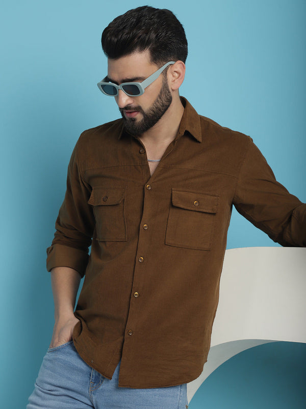 Men Standard Corduroy Cotton Shirt  | WomensFashionFun