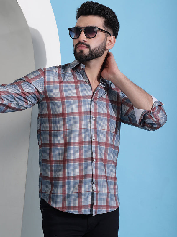 Grey Checked Cotton Casual Shirt for Men | WomensFashionFun