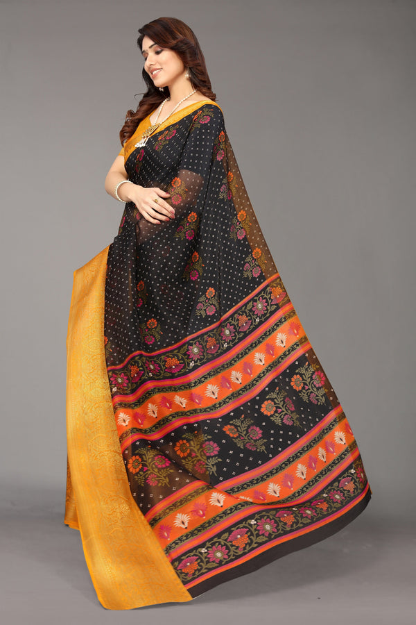 Women Party Wear Bandhani Style Banarasi Silk Saree with Un Stitched Blouse | WomensFashionFun