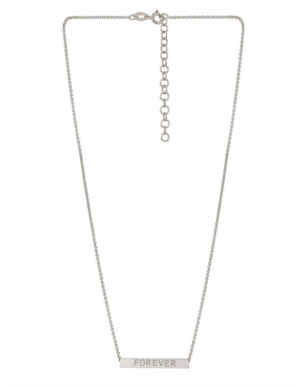 Engrave Text Inline Bar With Rhodium Plated Necklace | womensfashionfun