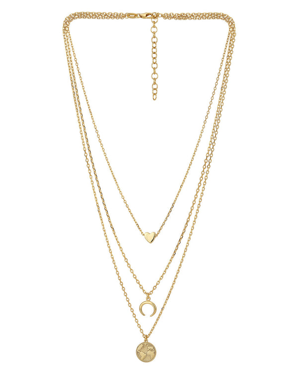 Gold Plated Inline Heart Layered Necklace | womensfashionfun