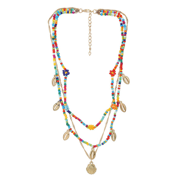 Multicoloured Rose Gold - Plated Layered Necklace | womensfashionfun