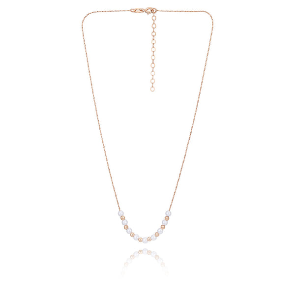 Women's Gift Card Jewellery - 18K Rose Gold Plated With Pearls Stud Necklace | womensfashionfun