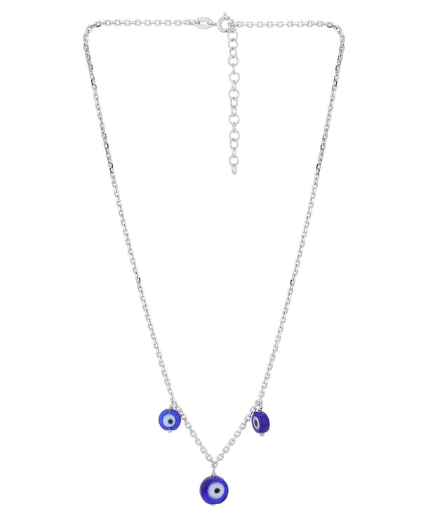 Rhodium Plated Evil Eye Necklace For Women | womensfashionfun