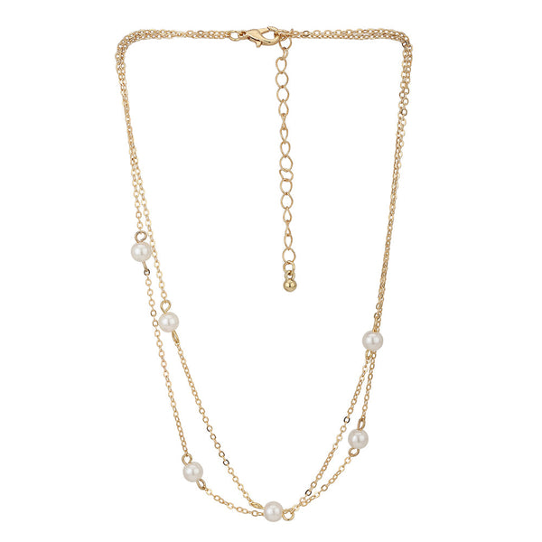 Gold - Plated With Pearl Layered Necklace | womensfashionfun