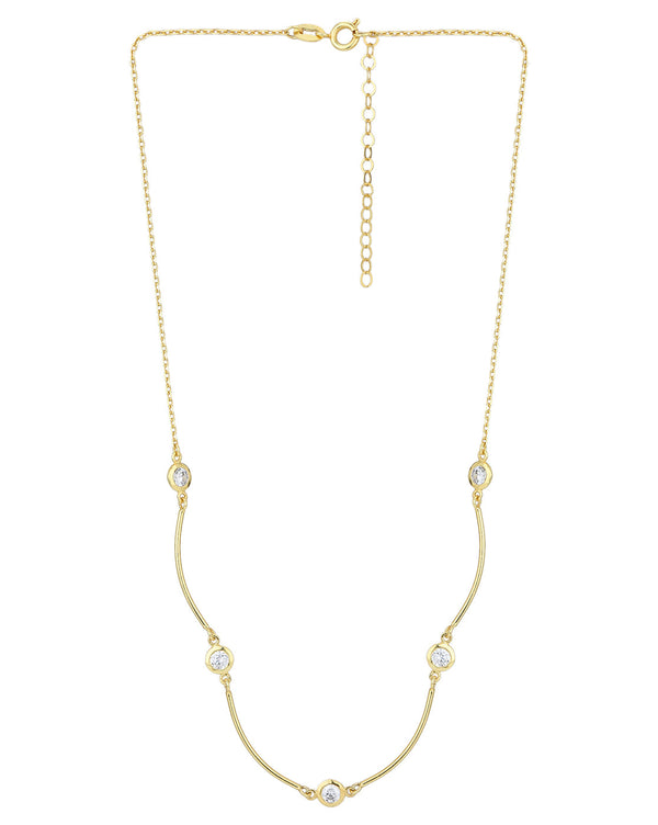 18Kt Gold Plated With Curve Bar Minimal Necklace | womensfashionfun