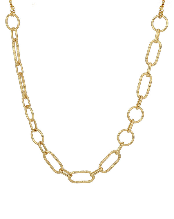 18Kt Gold Plated Double Chain Necklace With Links | womensfashionfun