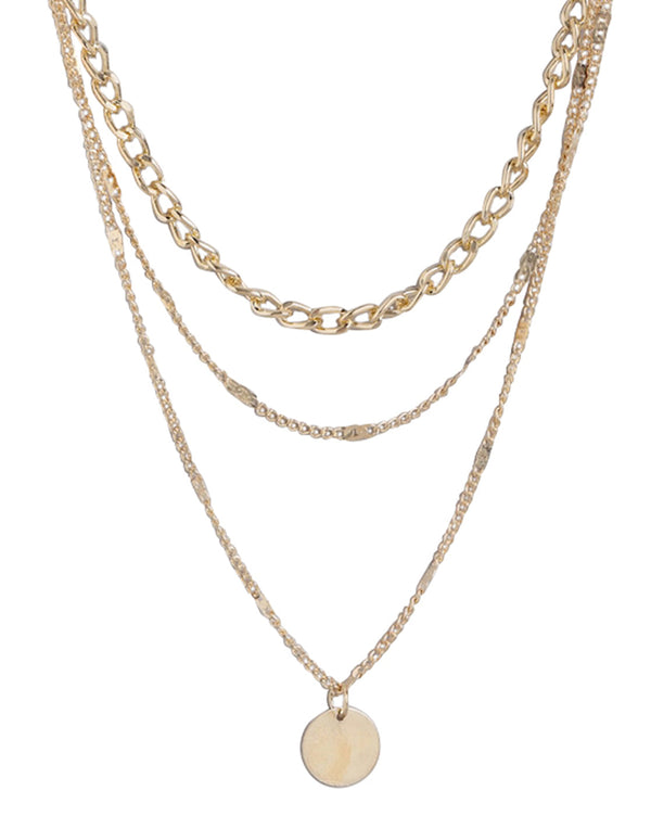 Gold Plated With Triple Chain Layered Necklace For Women | womensfashionfun