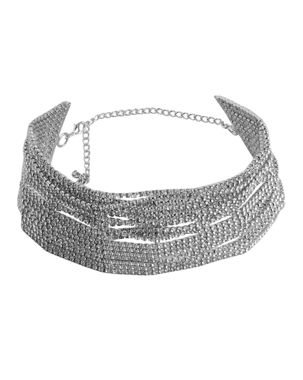 Cz With Rhodium Plated Layered Choker Necklace For Women | womensfashionfun