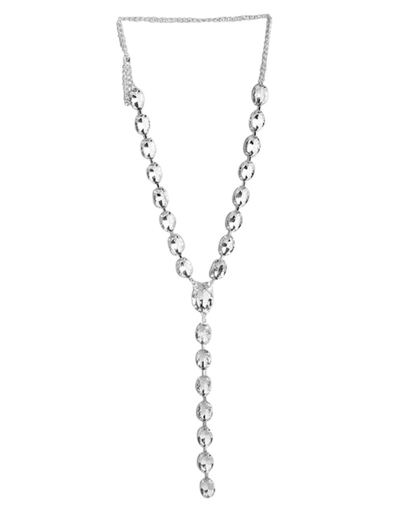 Rhodium Plated With Crystal Fashionable Long Necklace For Women | womensfashionfun