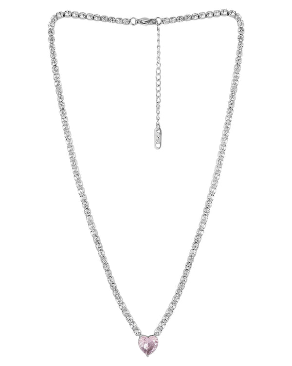 Silver Plated With Cz Heart Fancy Necklace For Women | womensfashionfun