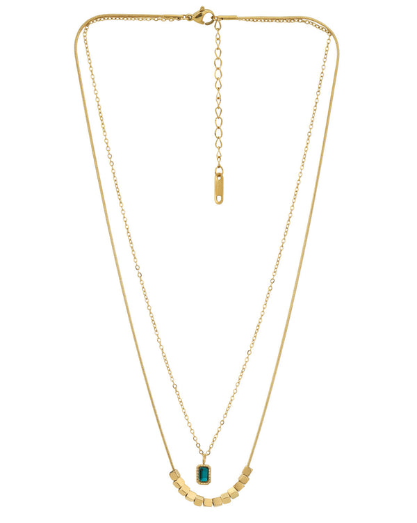 Gold Plated With Cz Double Chain Necklace For Women | womensfashionfun