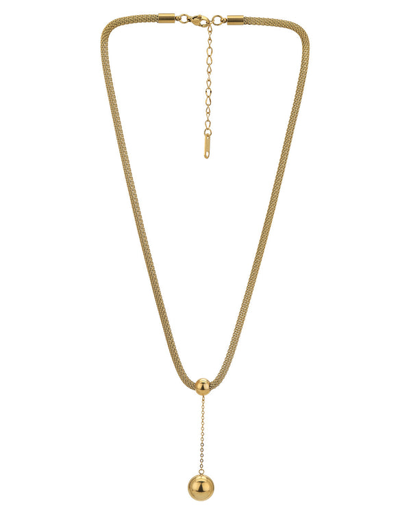 Gold Plated Dangling Ball With Chain Necklace For Women | womensfashionfun