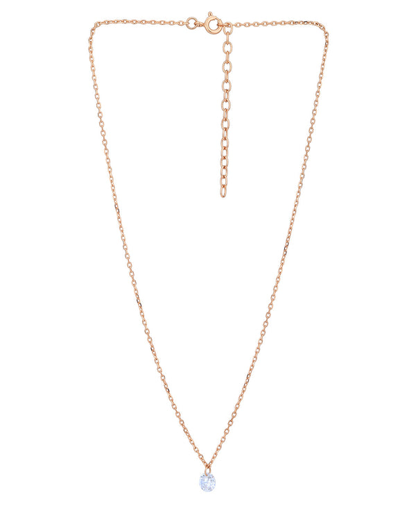 18Kt Rose Gold Plated With Cz Pendant With Chain For Women | womensfashionfun