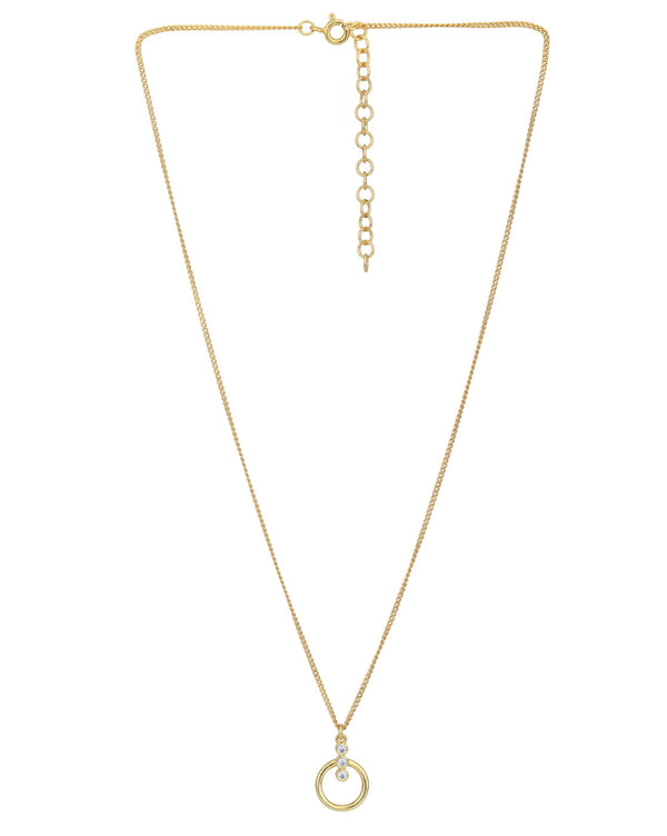 18Kt Gold Plated Cz Circle & Bar Pendant With Chain | womensfashionfun