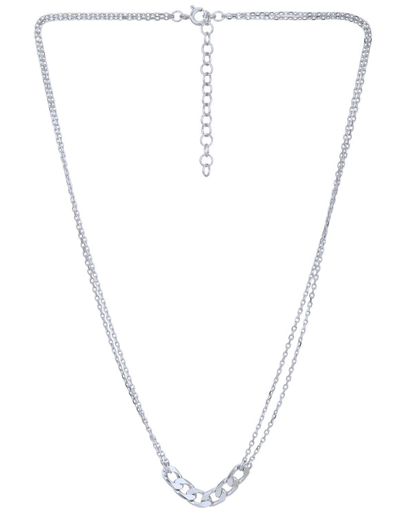 Rhodium Plated Double Chain Link Necklace | womensfashionfun