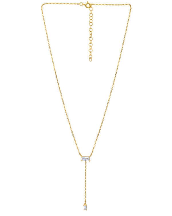 18Kt Gold Plated With Cz Lariat Necklace | womensfashionfun