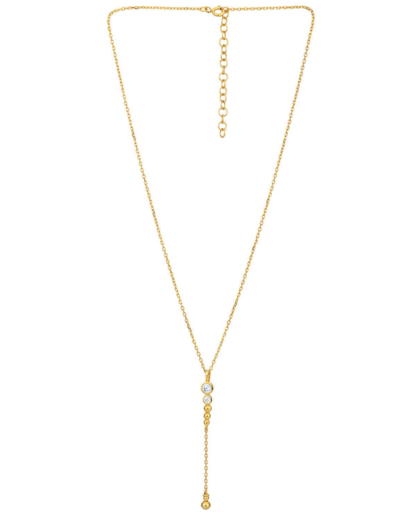 18Kt Gold Plated With Cz Lariat Pendant With Chain | womensfashionfun