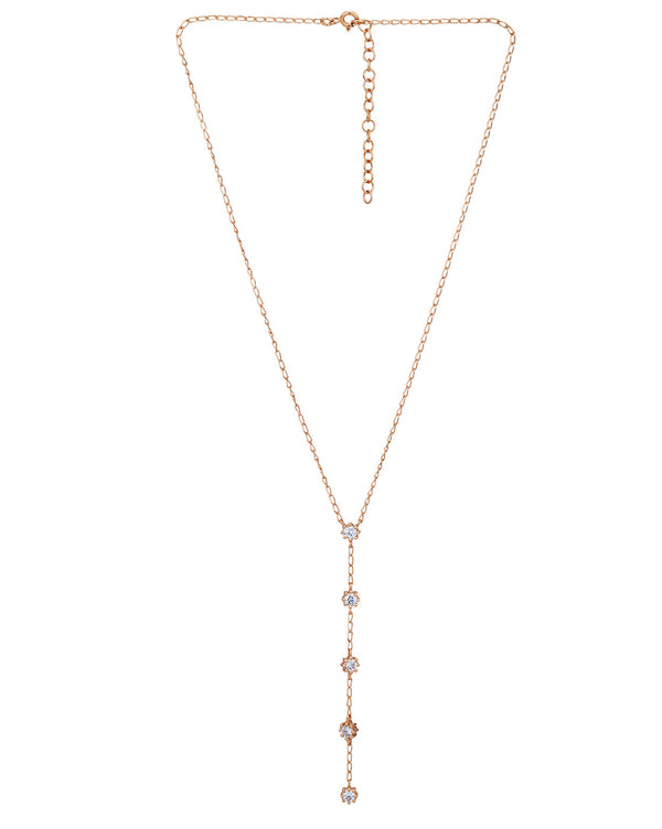 18Kt Rose Gold Plated With Cz Lariat Necklace | womensfashionfun