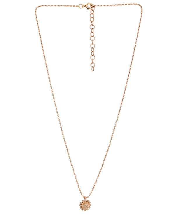 18Kt Rose Gold Plated Floral Pendant With Chain | womensfashionfun