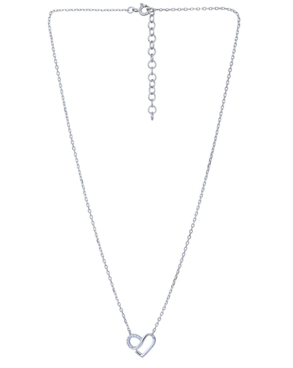 Rhodium Plated With Cz Heart Necklace | womensfashionfun