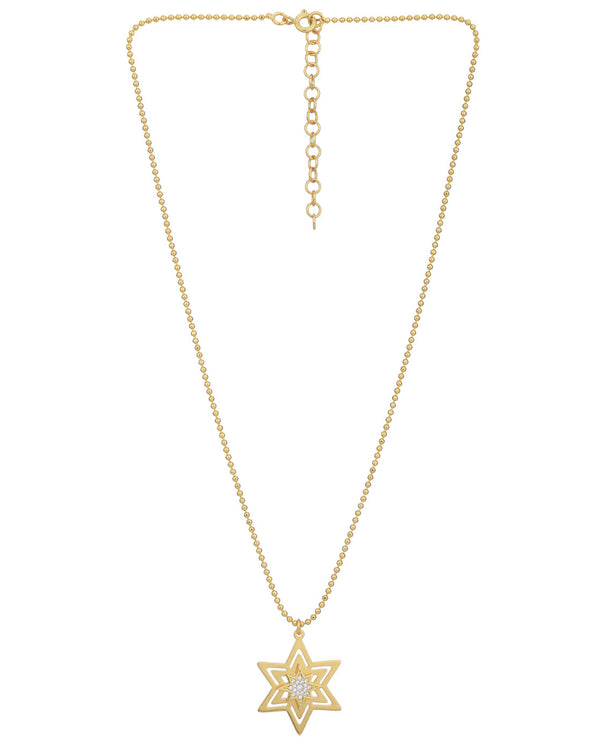 18Kt Gold Plated With Cz Star Pendant And Chain | womensfashionfun