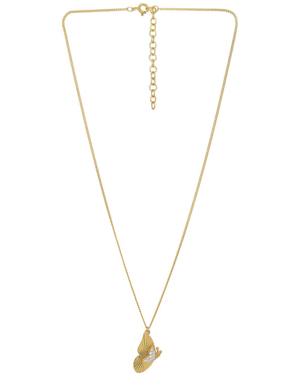 18Kt Gold Plated With Cz Butterfly Pendant And Chain | womensfashionfun