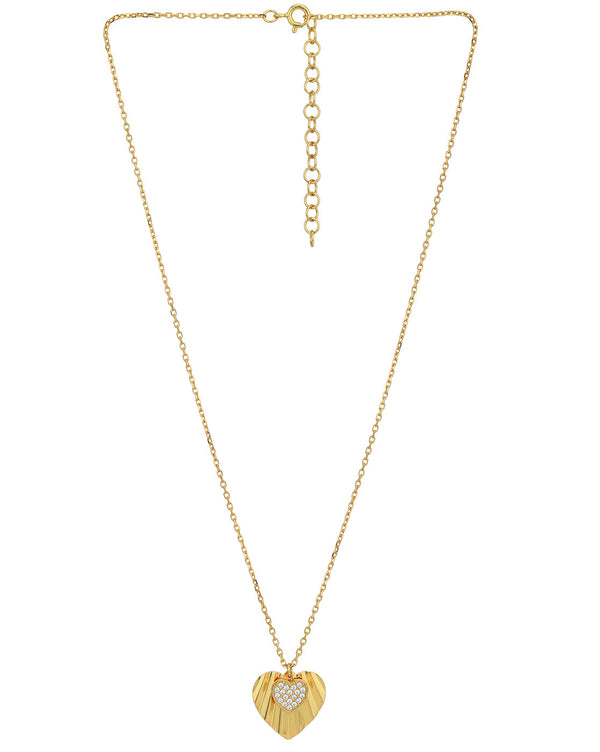 18Kt Gold Plated With Cz Heart Pendant And Chain | womensfashionfun