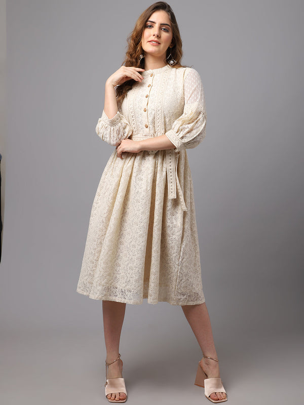 Women Schiffli Fabric Dress With Stylish Sleeve. | WOMENSFASHIONFUN