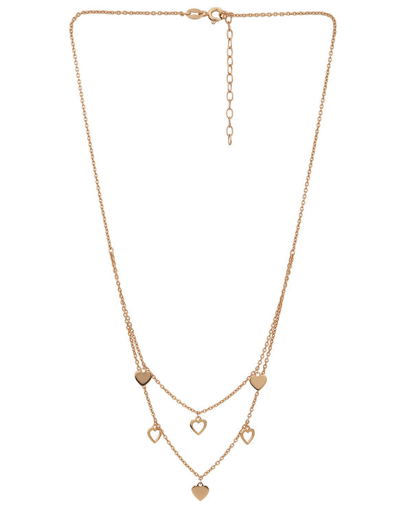 925 Sterling Silver 18Kt Rose Gold Plated Double Chain Necklace For Women | womensfashionfun